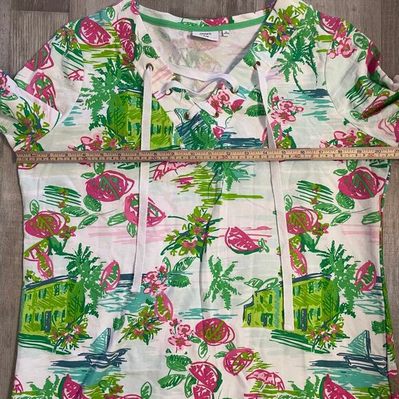 Crown & Ivy Beach long sleeve swim suit coverup in Beach Blossoms size Med - Picture 9 of 14